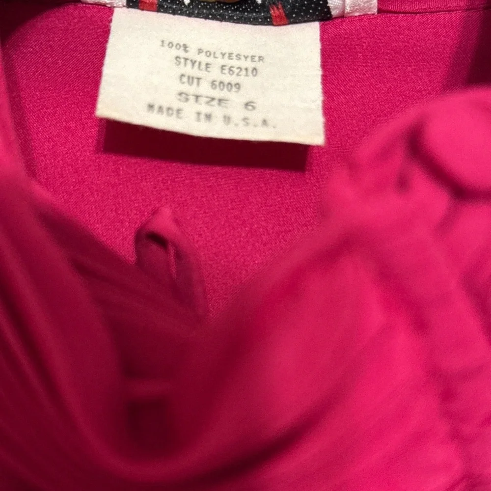 Vintage Fuchsia Secretary‎ Blouse High Neck Ruffle Button Detail Size 6 Romantic